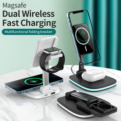 3-in-1 Magnetic Folding Wireless Charger - Fast Charging Stand for Phones, Watches, and Earbuds