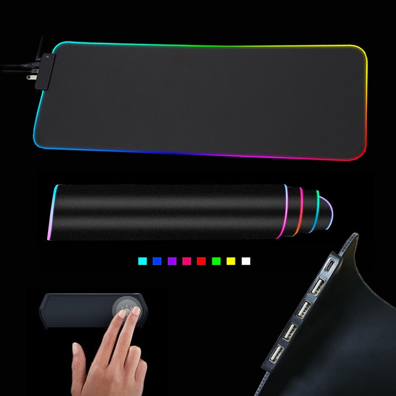 RGB Mouse Pad with Cable - Illuminate Your Workspace with Vibrant LED Lighting