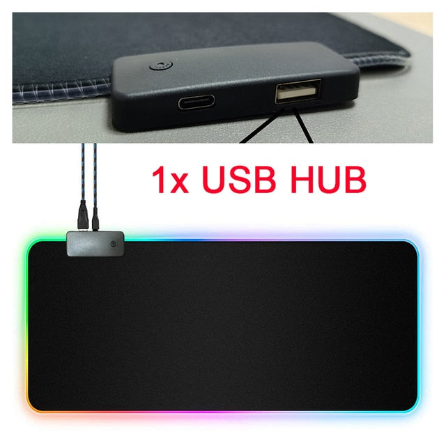 RGB Mouse Pad with Cable - Illuminate Your Workspace with Vibrant LED Lighting