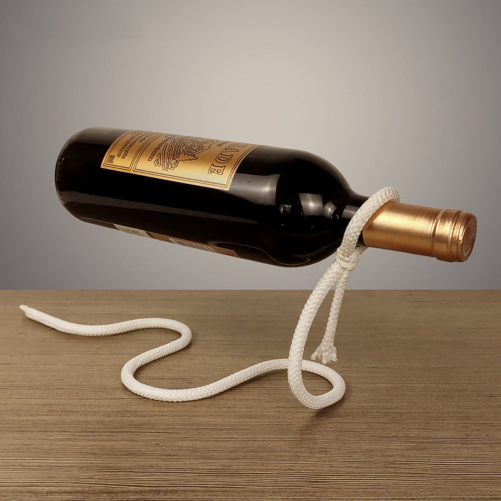 Suspended Rope Wine Bottle Holder - Unique and Stylish Floating Wine Rack