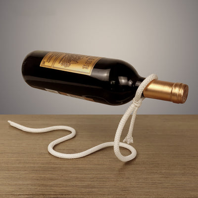 Suspended Rope Wine Bottle Holder - Unique and Stylish Floating Wine Rack